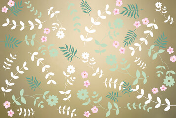 An illustration with a floral print. A template with floral illustrations. Spring flat floral background in vector style. Horizontal seamless floral pattern.