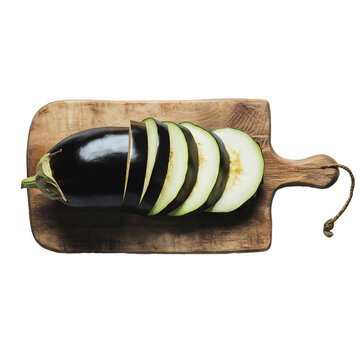 Ripe Organic Eggplant Isolated on Transparent Background