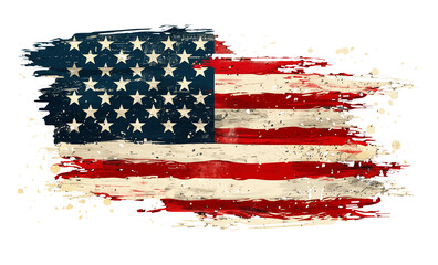 American flag in brush stroke isolated on transparent background. Generative AI