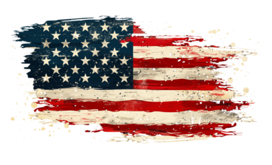 American flag in brush stroke isolated on transparent background. Generative AI