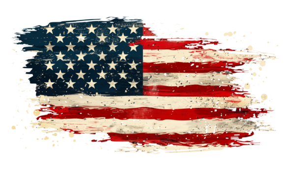 American flag in brush stroke isolated on transparent background. Generative AI