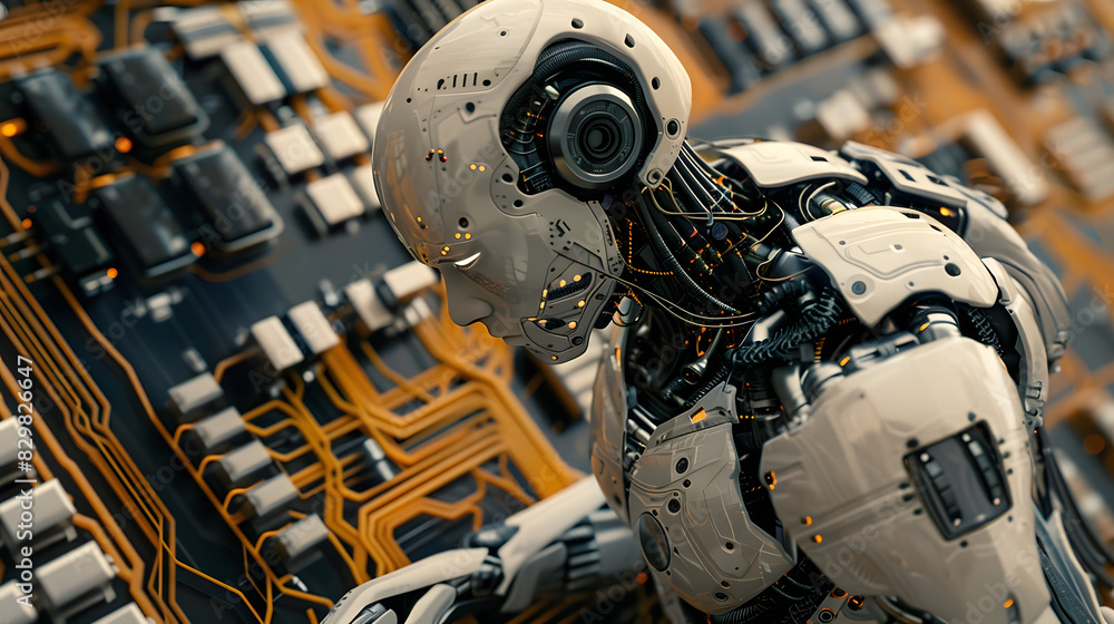 Aufkleber artificial intelligence robot on circuit board