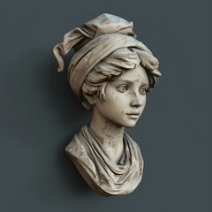3D rendering of a female head sculpture