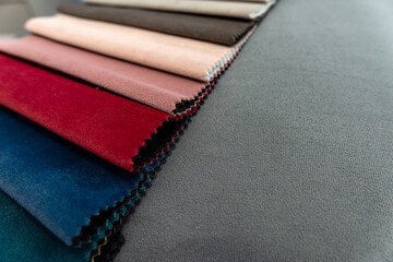  set of tissue fabric samples of different colors for new sofa