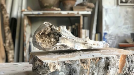 Arrow pointing at buckwheat sculpture on the desk