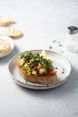 Homemade guacamole on toast