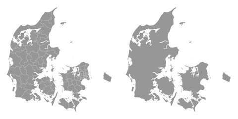 Denmark map with administrative divisions. Vector illustration.