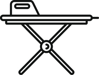Black line art vector of a standalone ironing board, perfect for household icons