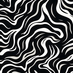 A black and white pattern of flowing lines. Abstract zebra print. Generative AI.