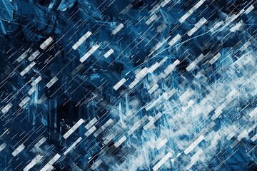 Obraz premium A digital artwork featuring an abstract blue and white background, layered with dynamic grunge brushstrokes reminiscent of a futuristic data stream