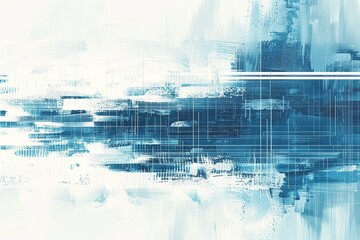 Abstract blue and white background with textured brushstrokes, resembling futuristic data visualizations in a digital art style