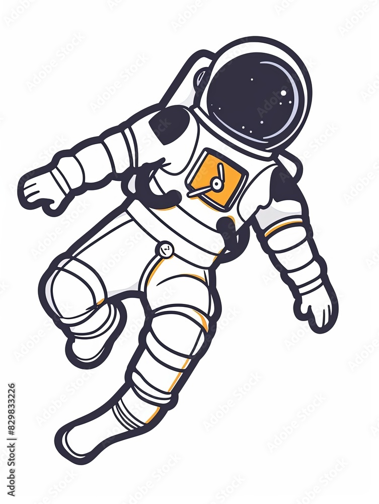 Canvas Prints a cartoon astronaut is floating in space