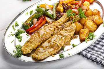 Roasted shark steak with garnish