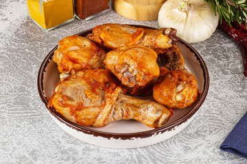 Raw marinated chicken drumstick for cooking