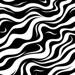 Naklejka premium A black and white pattern of flowing lines. Abstract zebra print. Generative AI.