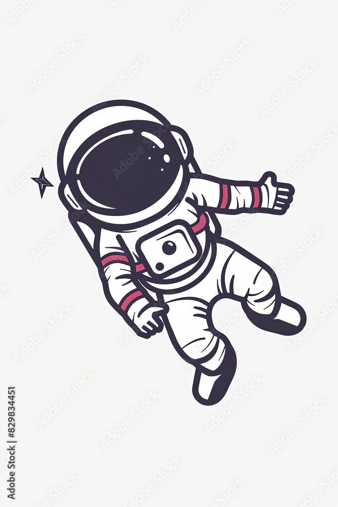 Canvas Prints a cartoon astronaut is floating in space