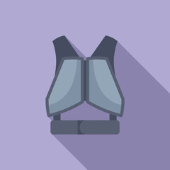 Vector illustration of a safety life vest in a modern flat design style with a purple background