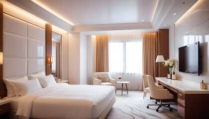 modern hotel bedroom design in glossy style