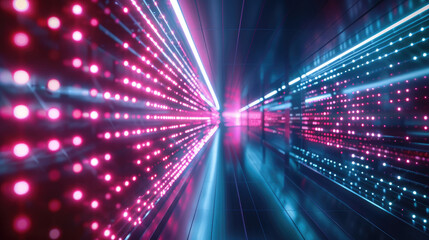 Obraz premium Futuristic Digital Tunnel with Neon Lights