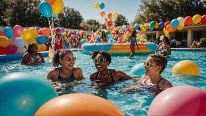LGBTQ+friends enjoy pool party