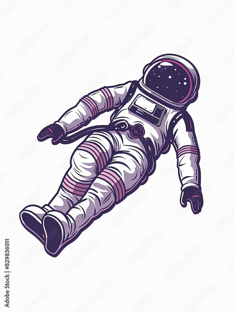 Canvas Prints a cartoon astronaut is floating in space