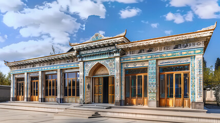 Xinjiang Uyghur houses outside Chinese traditional house exterior minority house exterior illustration