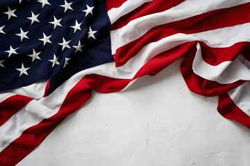 The American flag elegantly displayed on a white surface with vibrant colors