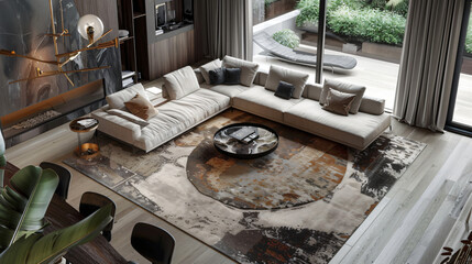 Living room interior with comfortable sofa and stylish