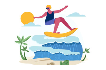 Summer Surf Beach Adventures Vector