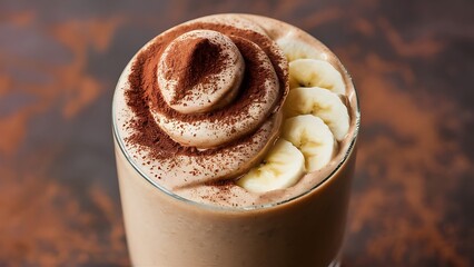 A tantalizing photo of a chocolate banana smoothie