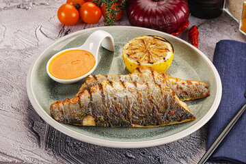 Grilled seabass fillet with lemon