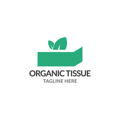 Organic tissue logo concept in flat style. Leaf and tissue box vector illustration