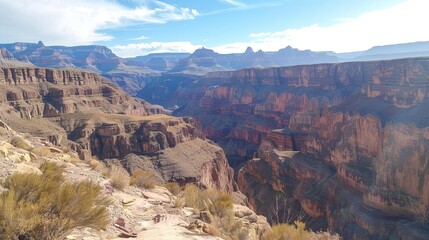 Naklejka premium Beautiful Grand Canyon on a sunny day. Landscape for design. Nature and travel concept.