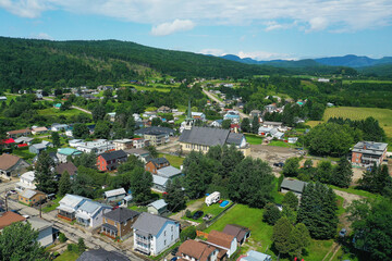 Aerial view of Baie-Saint-Paul, Quebec, Canada on fine day