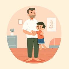 illustration of a father hugging a child with affection