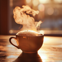 Close-Up of Latte Art in a Cup of Coffee with Warm Lighting