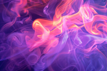 Fototapeta premium Peach smoke and vibrant purple neon combine in a warm, engaging performance setting.