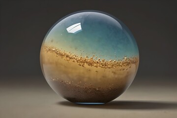 Sand reflection in translucent glass ball