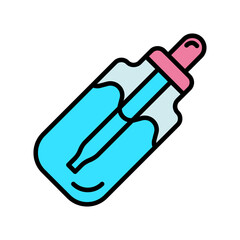 Skincare set icon. Serum dropper bottle, liquid skincare product, beauty treatment, hydration, facial care, cosmetic, self-care, health, anti-aging.