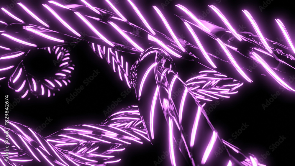 Canvas Prints swirling neon lines in dark space. design. cyber harnesses with neon lines in space. moving neon lin