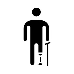 Prosthetic leg icon. Trauma, disabled person, people with disabilities, stump, accident, medicine, amputation, ableism, handicapped, wheelchair, Disability Rights Movement.
