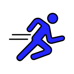 Running set icon. Person running, fast movement, physical exercise, fitness, athlete, jogging, sports activity, health, cardio workout, dynamic motion.
