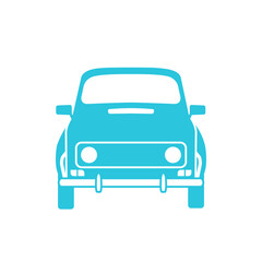 Car. Vintage retro car, Front view. Isolated on white background. From blue icon set.