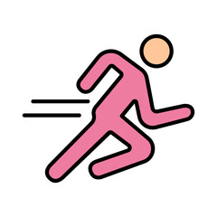 Running set icon. Person running, fast movement, physical exercise, fitness, athlete, jogging, sports activity, health, cardio workout, dynamic motion.