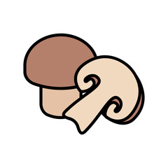 Mushrooms set icon. Whole and sliced mushrooms, fungi, edible mushrooms, healthy food, cooking ingredient, fresh produce, culinary, vegetarian.