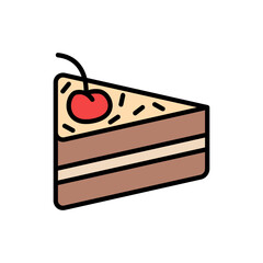 Cupcake set icon. Frosted cupcake with cherry, dessert, sweet treat, baked goods, pastry, birthday, celebration, bakery, confectionery, snack.