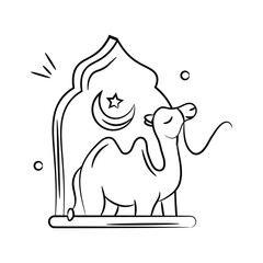 Get this amazing hand drawn doodle icon of eid al adha