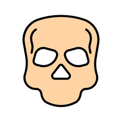 Skull set icon. Human skull, bone structure, anatomy, cranium, eye sockets, nasal cavity, jawless, medical illustration, skeletal system.