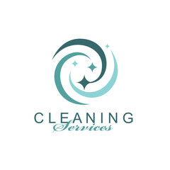 cleaning service design with sparkle stars isolated on white background