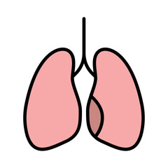 Lungs set icon. Respiratory system, lungs, bronchial tubes, alveoli, oxygen exchange, breathing, pulmonary health, anatomy, airways.